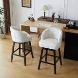 ZUN 33.25" Swivel Counter Stools Set of 2, Upholstered Counter Height Bar Stools with Solid Rubber Wood N780P185530B