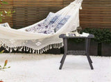 Outdoor Wicker Side Table, Rattan End Table with Glass Top, Patio Coffee Bistro Table for Indoor 75923325