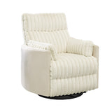 Bocaton Wide Wale Corduroy Upholstery Manual Recliner, White T2574P245446