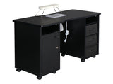 MDF Double Cabinet 3 Drawers 1 Door With Fan Manicure Table Black 33888611