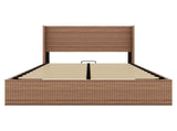 Large grooved undulating lift storage bed frame, wooden platform bed frame with lift storage, no W1858P307153