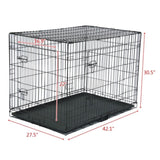 ZUN 42" Pet Kennel Cat Dog Folding Steel Crate Animal Playpen Wire Metal 14942781