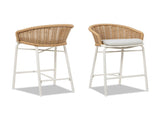 Santorini 28" Wicker Back Outdoor Bar Stool, Set of 2, Wheat Beige Axroma Olefin B2719P308009