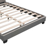 Full Size Upholstered Leather Platform Bed with Rabbit Ornament, Gray WF299139AAE