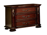 Brown Cherry Traditional 1pc Nightstand Solid wood 3-Drawers Bedside Table Pewter Hanging Pull Grand B011P218330