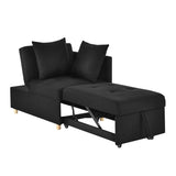 Convertible Sleeper Sofa Chair Adjustable Backrest Recliner with Pullout Sofa Bed with Wheels, W1413P227516