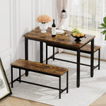 ZUN Dining Table Set, Bar Table with 2 Dining Benches, Table Counter with Chairs, Industrial for 93683604