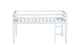 ZUN Solid Wooden, Rubber Wooden Twin Loft Bed with Ladder, Bed Platform of Strengthened Slats , White W504P190951