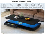 VIBE HAUS LED Coffee Table with Storage, Modern Center Table with 2 Drawers and Display Shelves, WF307038AAB
