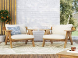 Outdoor Acacia Wood Club Chairs with Cushions , Teak Finish Beige, 30.75" W x 30.25" D x 70856.00BGE