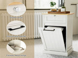 Tilt Out Laundry Hamper Cabinet Bamboo MDF 10Gal with Drawer Anti-Toppling Device WhiteNatural 72242550