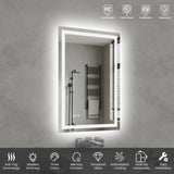 24"*36"LED Bathroom Mirror,Front-Lit and Back-Lit, Stepless Dimmable, 3 Colors CRI90, Brightness T3177P320623