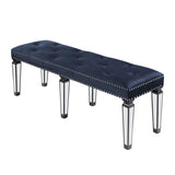 Dark Navy and Black Tufted Bench B062P186458