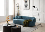 ZUN Blue Mid Century Modern Curved Sofa, 3 Seat Cloud couch Boucle sofa Fabric Couch for Living Room, W876P191455