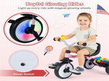 Toddler Tricycle with Rainbow LED Wheels, Foldable 3-in-1 Balance Bike with Carbon Steel Frame, 08127075