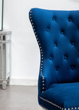 ZUN Montura Contemporary Tufted Velvet Chair with Nailhead Trim, Set of 2, Blue T2574P164574