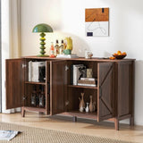 Cabinet with 4 Doors and 4 open shelgves,Freestanding Sideboard Storage Entryway Floor W331P266133