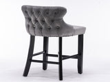 Furniture,Contemporary Velvet Upholstered Wing-Back Barstools with Button Tufted Decoration and 56021290