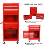 ZUN High Capacity Rolling Tool Chest with Wheels and Drawers, 6-Drawer Tool Storage Cabinet--RED 21764818