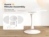 Round Tulip Dining Table, 39.4 Inch Dining Table for 4 People, Melamine Laminated MDF Tabletop with 92551391