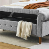 62" Bedroom Tufted Button Storage Bench, Modern Fabric Upholstered Ottoman, Window Bench, Rolled Arm W1853141520