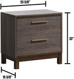 Contemporary 1pc Nightstand Two Tone Antique Gray Bedroom Furniture Nightstand Center Metal Glides B01149998