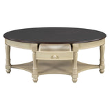 Vintage Oval Coffee Table with Drawer and Storage Shelf, Antique Cocktail Table in 45", French N735P277388K