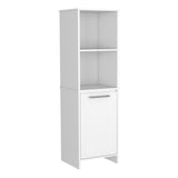 ZUN Eiffel Kitchen Pantry, Two External Shelves, Single Door Cabinet, Two Interior Shelves White -White B20091907