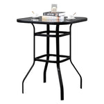 ZUN Wrought Iron Glass High Bar Table Patio Bar Table Black 70228562