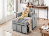 55.1-inch 3-in-1 convertible sofa bed, modern velvet double sofa Futon sofa bed with adjustable W2564P445798