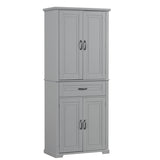 ZUN Bathroom Storage Cabinet with Doors and Drawer, Multiple Storage Space, Adjustable Shelf, Grey WF308204AAE