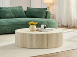 Faux travertine Round Coffee Table with Eye-Catching Relief Design, Travertine W876P362386