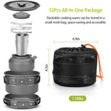 12Pcs Camping Cookware Set Camping Stove Aluminum Pot Pans Kit for Hiking Picnic Outdoor with Cup 74738060