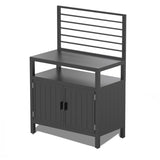 ZUN Outdoor Kitchen Island with Storage, Aluminum Kitchen Storage Island with Wall Hanging, Freestanding W1859P171930