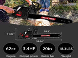 TMAXTOOL 62cc Powerful 20 inch Gas Chainsaw with 2 Stroke - Perfect for Pruning, Limbing, and W3676P337565