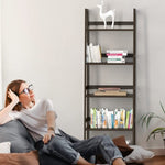 ZUN WTZ Bookshelf, Ladder Shelf, 5 Tier Bamboo Bookcase, Modern Open Book Case for Bedroom, Living Room, 67632796