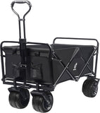 ZUN Collapsible Wagon Cart Heavy Duty Foldable Wagon with Big Wheels for Sand All-Terrain Utility T3060P247062