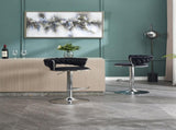 Set of 2 Bar Stools,with Chrome Footrest and Base Swivel Height Adjustable Mechanical Lifting Velvet 06163540