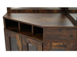 Corner Bar Cabinet with LED Lights and Mirrored Backing, Modern Rustic Liquor Cabinet with Glass N752P508295D
