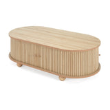 MDF ELEGANT LONG OVAL STORAGE SIDE TABLE WITH RETRO CHARM, NATURAL COLOR N770P281568N