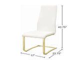 Set of 4 Leatherette Upholstered Dining Chairs, White and Gold B016P224737