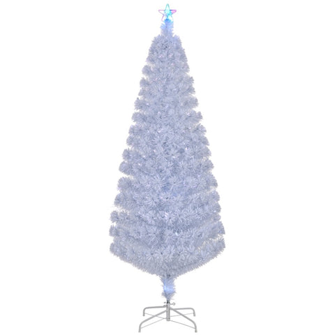 ZUN 7 FT Pre-lit Christmas Tree, Artificial Fiber Optic Christmas Tree with Lighted Top Star and 280 10439444