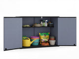 23.5 Cu.ft Outdoor Storage Shed with Lockable Door, PP HDPE Horizontal Garden Tool Cabinet - Gray 97596536