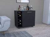 Bar -coffee cart 32" H, Kitchen or living room cabinet storage with 4 wheels, with 6 bottle racks, a B097133387