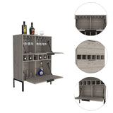 Lyrata Bar Cabinet, Six Built-in Wine Rack, Double Door -Light Gray B07091938
