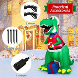 6FT Inflatable Christmas Dinosaur Santa Hat/Vest Gift Boxes, Bright LED Lights, Waterproof 30198205