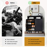 Double Door 6-Layer Shoe Cabinet with High Foot LED Lights Particle Board 80*38*90cm Black 83568642