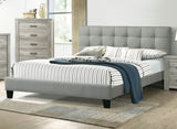 Contemporary 1pc Full Size Bed Grey Polyfiber Tufted Headboard Platform Bedframe Bedroom Furniture B011P243666