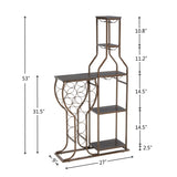 ZUN Grey 11 Bottle Wine Bakers Rack, 5 Tier Freestanding Wine Rack with Hanging Wine Glass Holder and 89622291