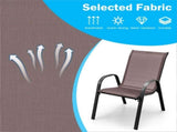 Brown 2 Pack Stackable Patio Dining Chairs, Ergonomic Steel Frame Breathable Fabric Outdoor Chairs 47883463